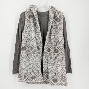 Koolaburra by UGG Cozy Sherpa Hooded Vest &‎ Long Sleeve Tee Dove Womens Medium